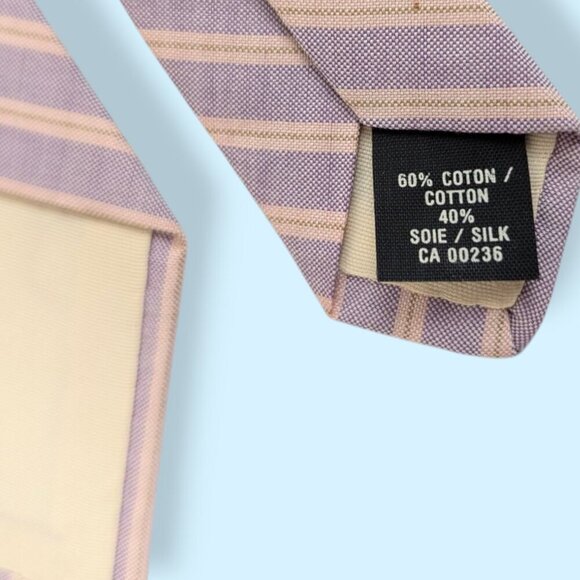 🍁Vintage Lanvin Paris Striped Silk Blend Tie - Picture 4 of 4